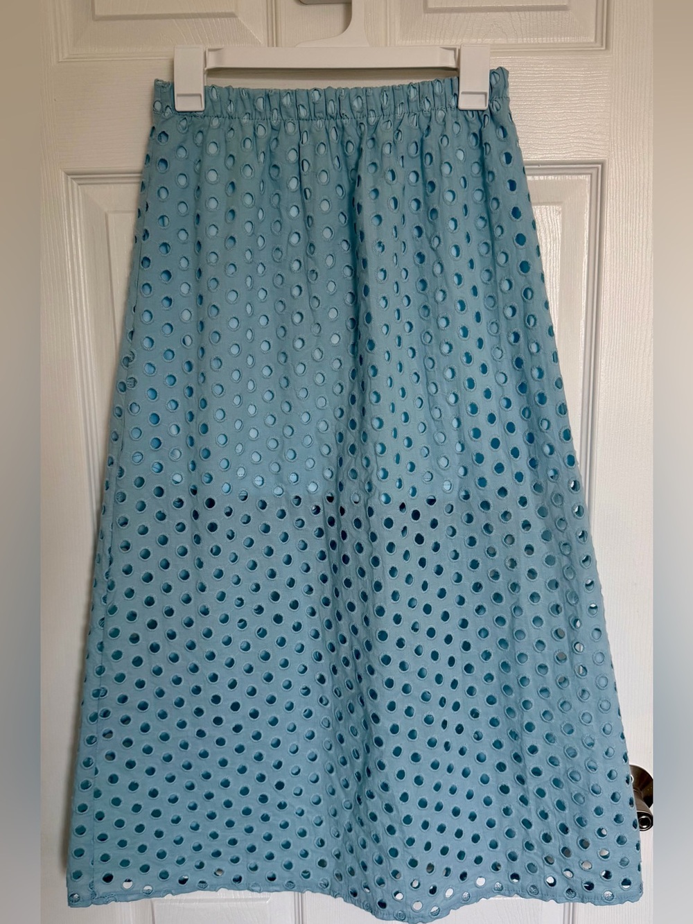 Light Blue Eyelet Maxi Skirt